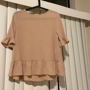 Tan Peplum Top/Blosuse.